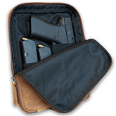 Leather Gun holster pouch for handguns up to 8 inches long-Brown