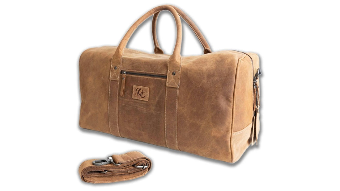 full-grain leather weekend bag