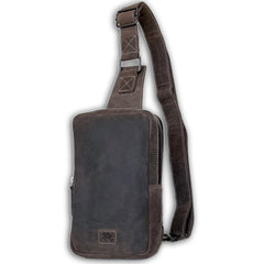 Dark brown full-grain leather sling bag by UC Leather for everyday carry