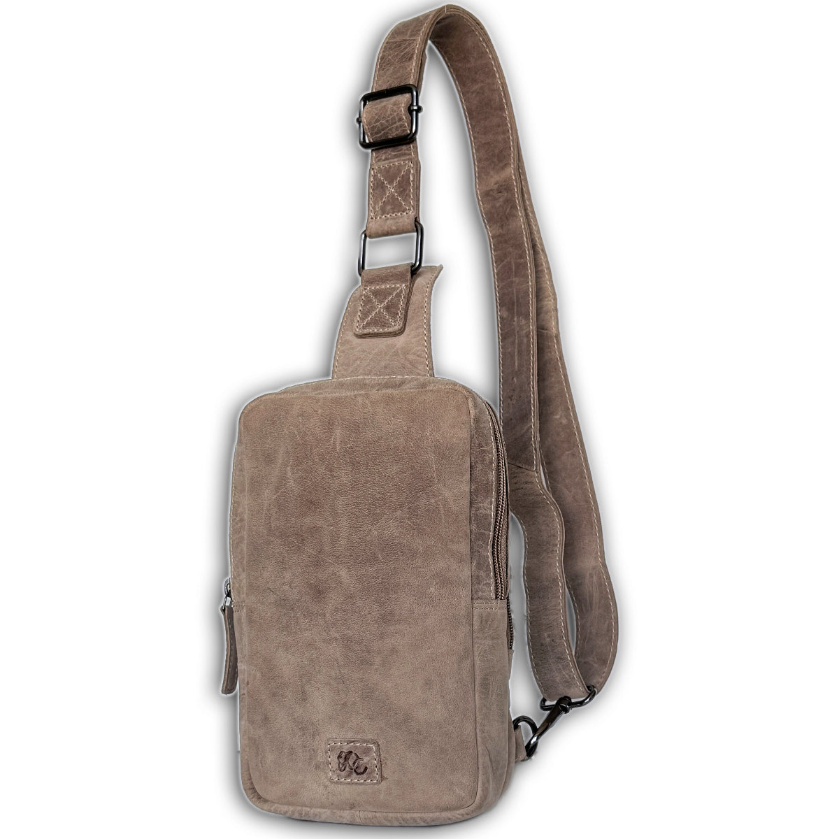 Sand full-grain leather sling bag by UC Leather for everyday carry