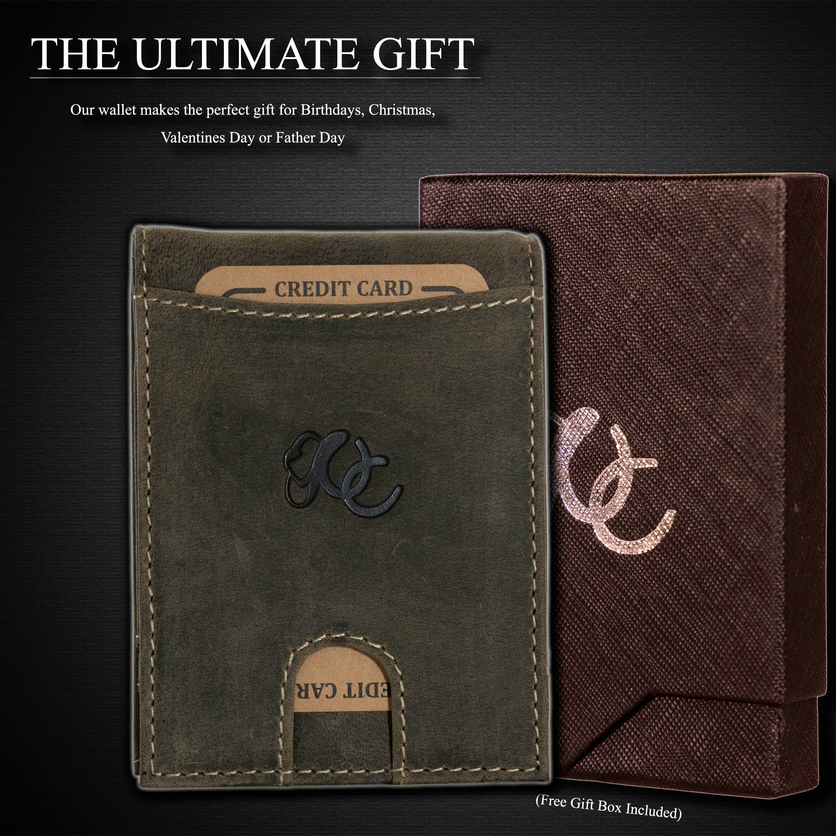 Leather bifold wallet with integrated money clip and card slots-Olive