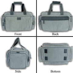 Shooting gear duffel with carry handles and side compartments-Grey