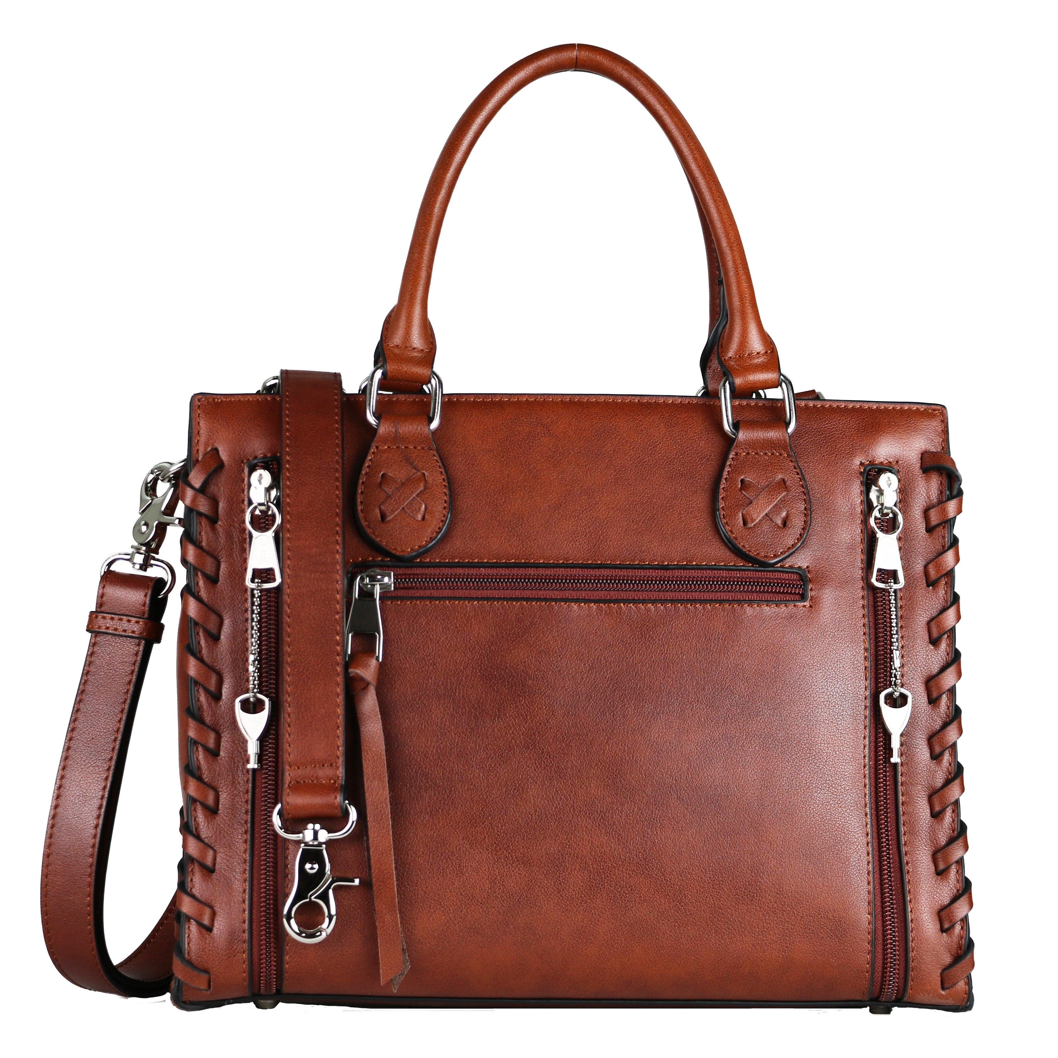 Concealed Carry Emma Leather Satchel -  Designer Concealed Carry Purse -  YKK Locking Purse with Universal Holster -  Leather Bag For Gun Owners - Easy Conceal Carry -  CCW Purse for Women -  concealed carry Handbag for woman -  Conceal and Carry purse for Handgun -   Designer Luxury Conceal Carry Handbag -  Unique Hide Handbag Gun and Pistol Bag -  carry Handbag for concealed gun carry -  Unique Emma gun Handbag - 