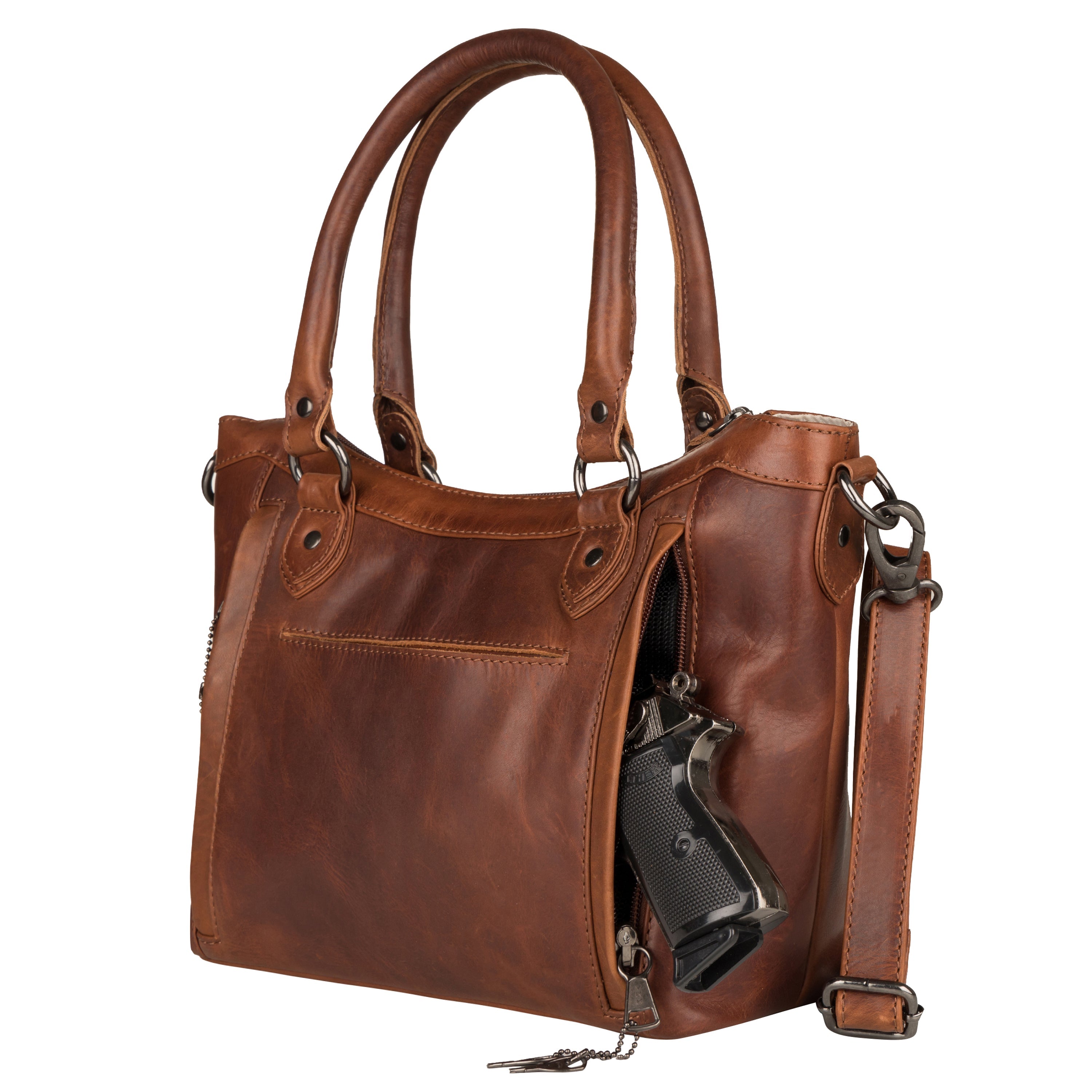 Concealed Carry Sadie Leather Satchel by Lady Conceal - Lady Conceal - designer purses - black designer purse - designer purse brands - designer backpack purse - designer purse sale - womens designer purse sale - designer purses black friday sale - black and white designer purse - black crossbody purse designer - black owned purse designers - woman designer purse - designer purses for women